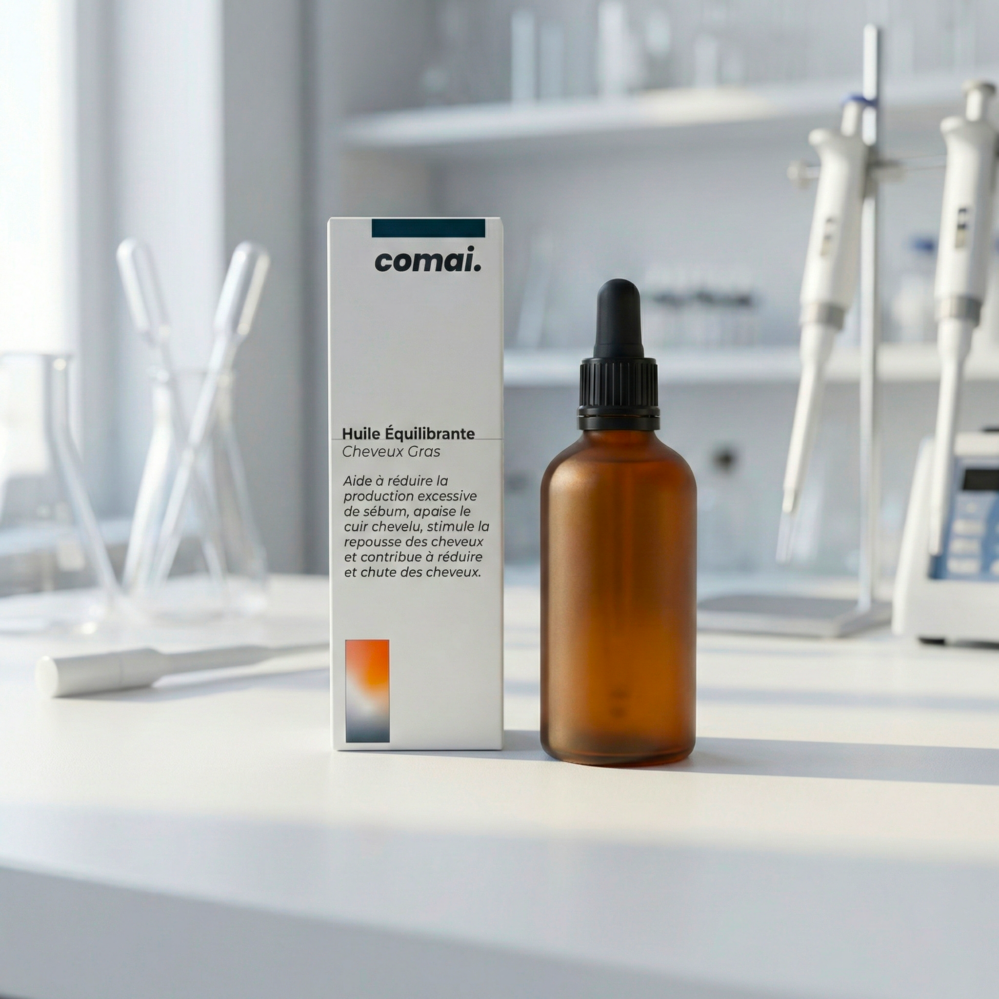 Flacon Huile COMAI Cheveux Gras — Soin capillaire certifié COSMOS ORGANIC à l'hydrolat de rose de Damas, romarin, lavande et ylang-ylang